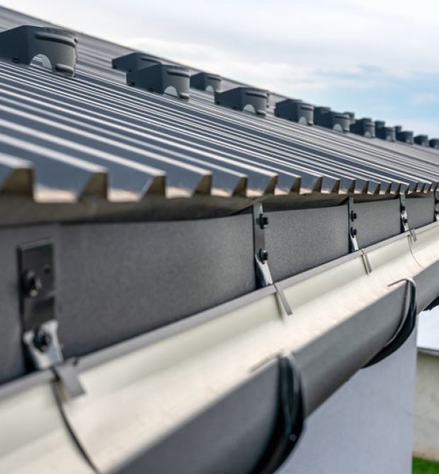Rain Gutter installed on a roof for proper drainage